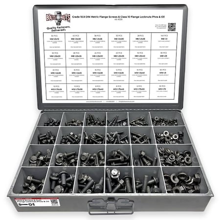 Boltsandnuts.Com Metric Class 10.9 Hex Flange Frame Bolts & Nuts Assortment - 739 PCS Assortment Kit #339